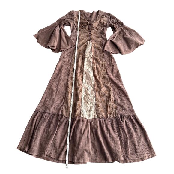 Handmade VTG Historical Bell Sleeve Regency Prairie Laced Bodice Long Dress S - Picture 10 of 12